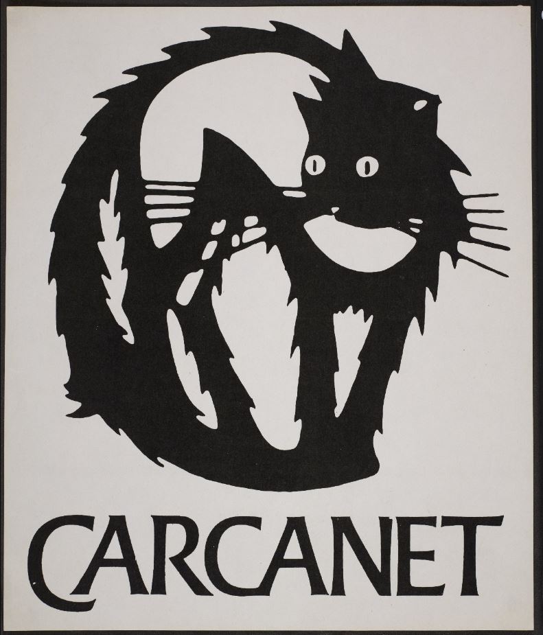 Black cat Carcanet logo, with the cat arching its back in the shape of a 'C'.