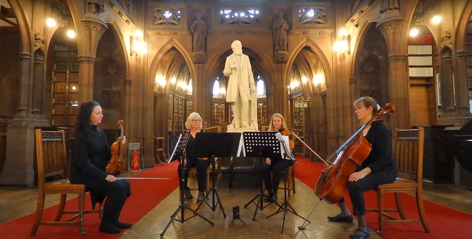 Mercury Strings performing 'Illustrations of the Grand Ceremony' at the John Rylands Research Institute and Library.