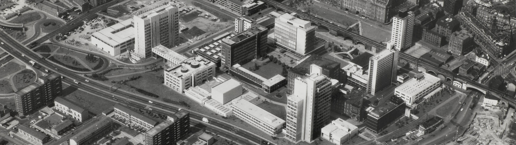 Aerial photograph of the UMIST campus.