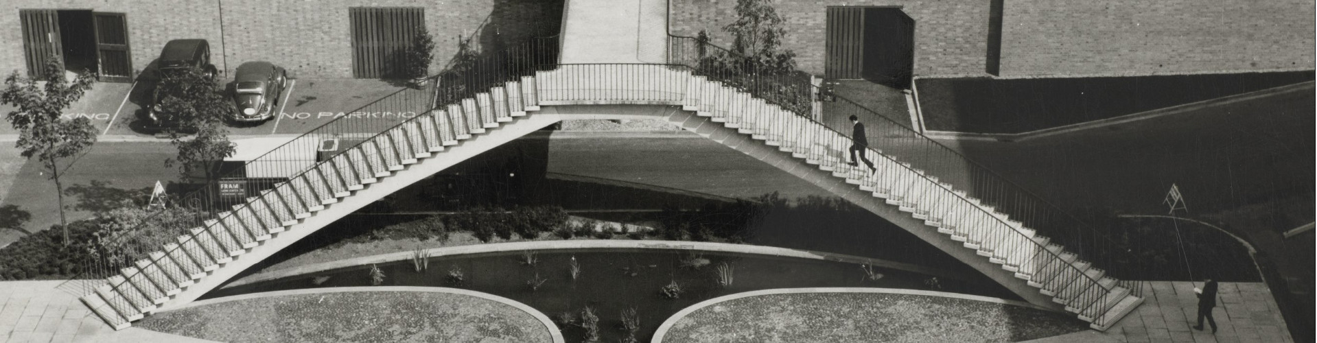 Aerial photograph the sweeping Worthington staircase.