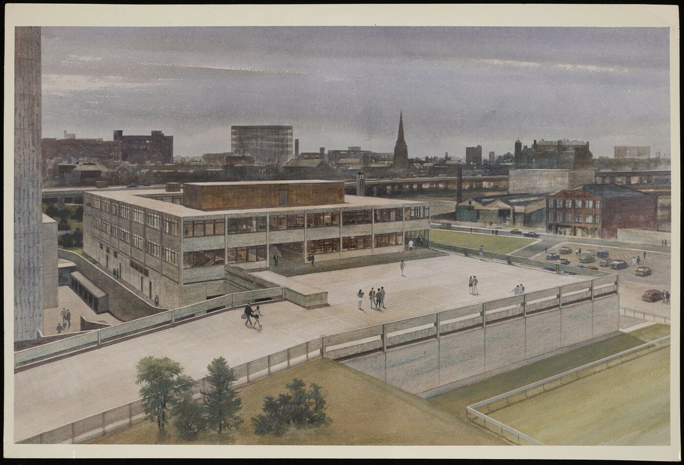 Coloured illustration of the George Begg building.