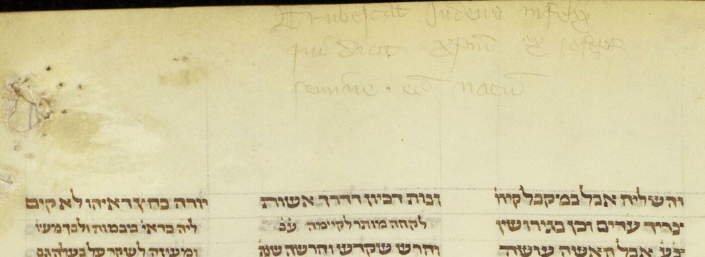 Crop from folio 39a showing a quote in Latin.