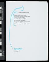 Typescript version of Alison Brackenbury's poem "Carcanet: a pigeon's eye view", with annotations in blue marker pen.